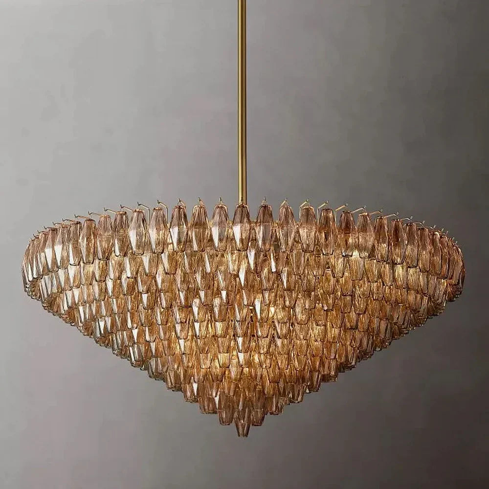 Multi-Tier Crystal Glass Fixture 37-Inch Round Statement Piece for Formal Dining Foyers Entryways Contemporary Homes Adjustable Height Layer | Thomler