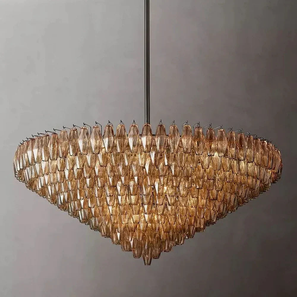 Multi-Tier Crystal Glass Fixture 37-Inch Round Statement Piece for Formal Dining Foyers Entryways Contemporary Homes Adjustable Height Layer | Thomler