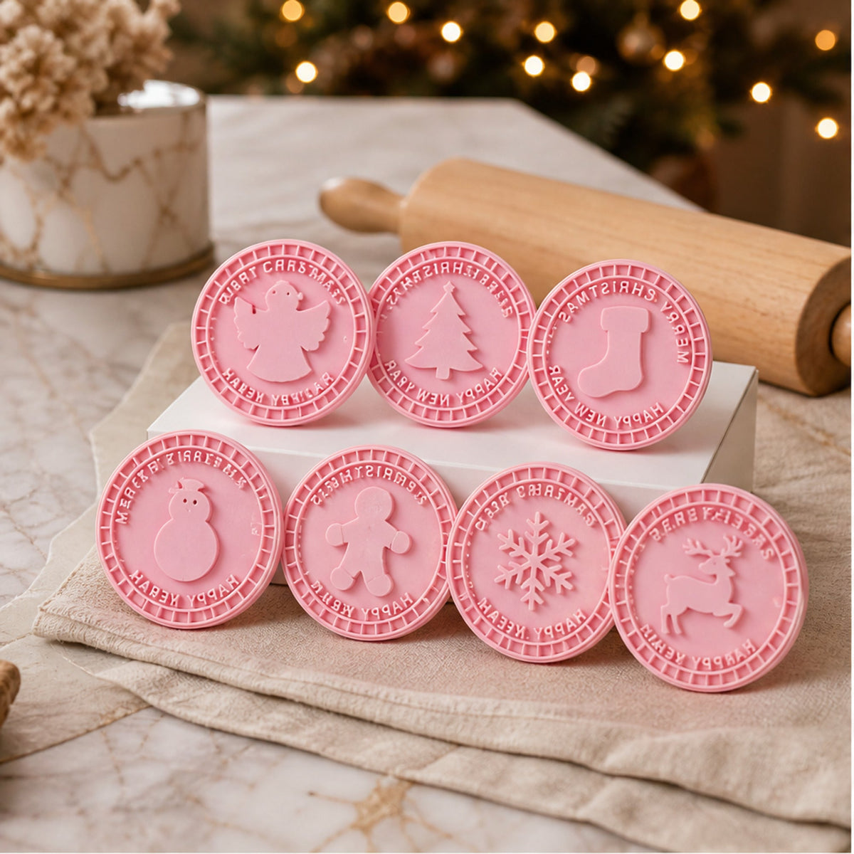 Christmas Cookie Stamp Set 3D Embossing Press For Bakery-Style Cookies 9 Festive Designs