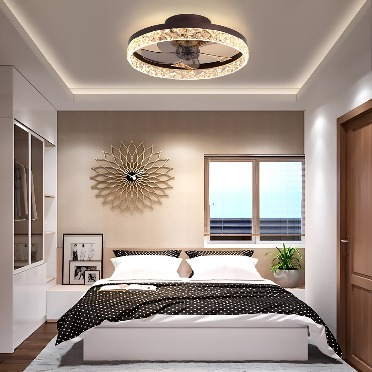 Dimmable LED Ceiling Fan with Light 20 Inch Black Iron 6-Speed Reversible Blades 3 Color Temperatures for Bedroom Living Room Dining Room Ki | Thomler