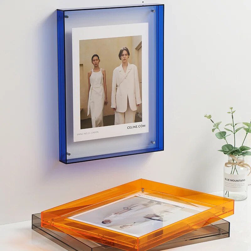 Clear Orange Acrylic Picture Frame 10×8 Inch Wall Mount Tabletop Display Stand for Photos Prints Art Modern Home Decor Living Room Office Be | Thomler