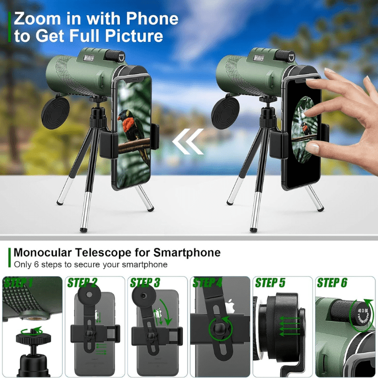 Monocular telescópico de mano con óptica HD para observación de vida silvestre, eventos al aire libre y observación de la naturaleza | Telescopio terrestre de bolsillo para viajes