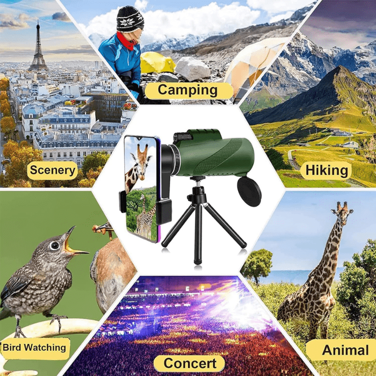 Monocular telescópico de mano con óptica HD para observación de vida silvestre, eventos al aire libre y observación de la naturaleza | Telescopio terrestre de bolsillo para viajes