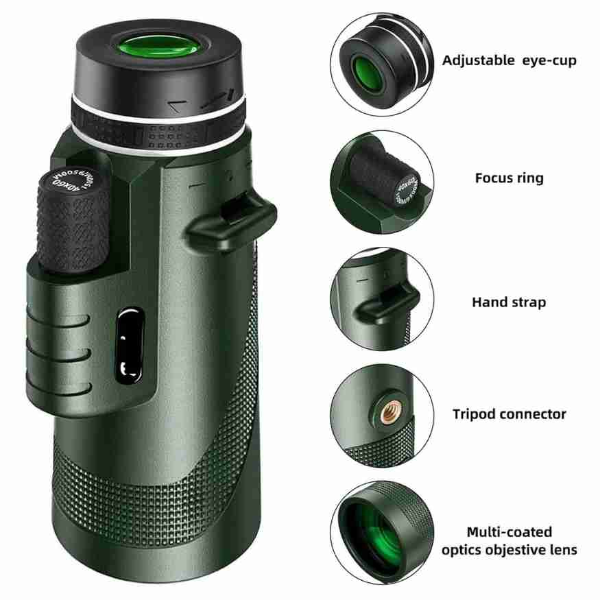 Monocular telescópico de mano con óptica HD para observación de vida silvestre, eventos al aire libre y observación de la naturaleza | Telescopio terrestre de bolsillo para viajes