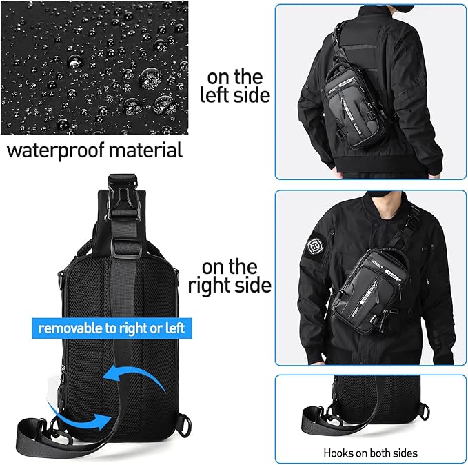 Lichtgewicht nylon slingbag schoudertas voor wandelen, reizen, fietsen en dagelijks gebruik, crossbody borsttas met georganiseerde opbergruimte en meerdere vakken