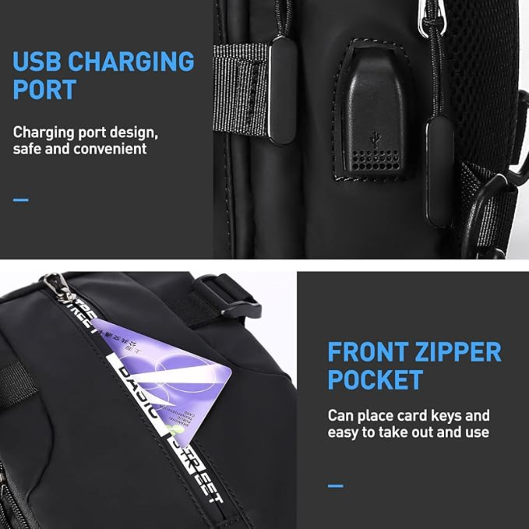 Lichtgewicht nylon slingbag schoudertas voor wandelen, reizen, fietsen en dagelijks gebruik, crossbody borsttas met georganiseerde opbergruimte en meerdere vakken