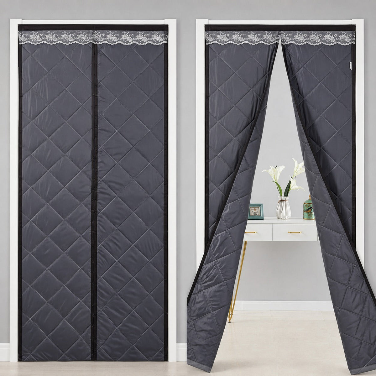 Insulated Magnetic Door Curtain – Thermal Draft Blocker with Sound Dampening