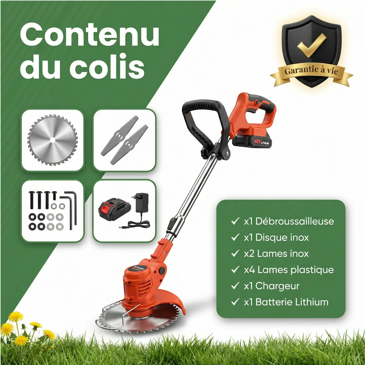 Rechargeable Grass Trimmer for Yard Maintenance – Cuts Weeds, Brush & Small Branches