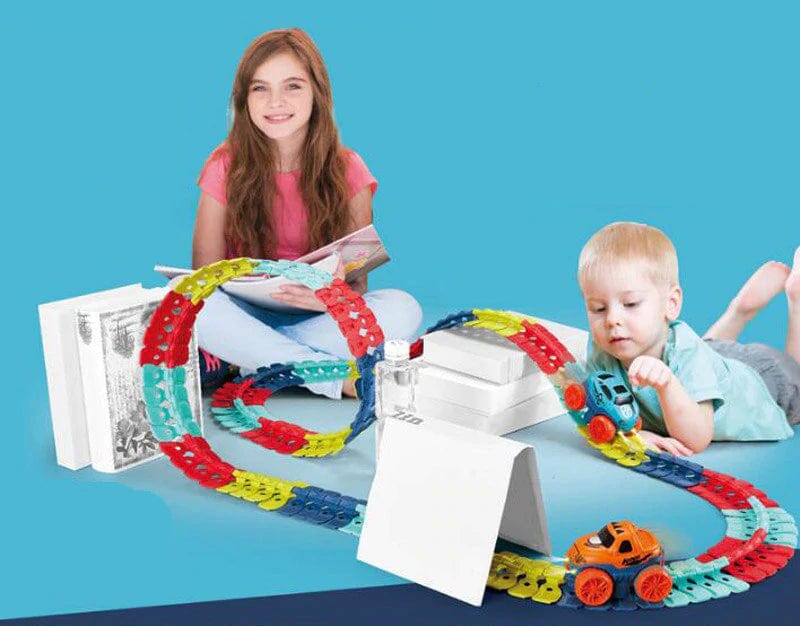 Flexibles magnetisches Rennbahn-Set mit leuchtendem Auto für Kinder | Pädagogisches MINT-Bauspielzeug