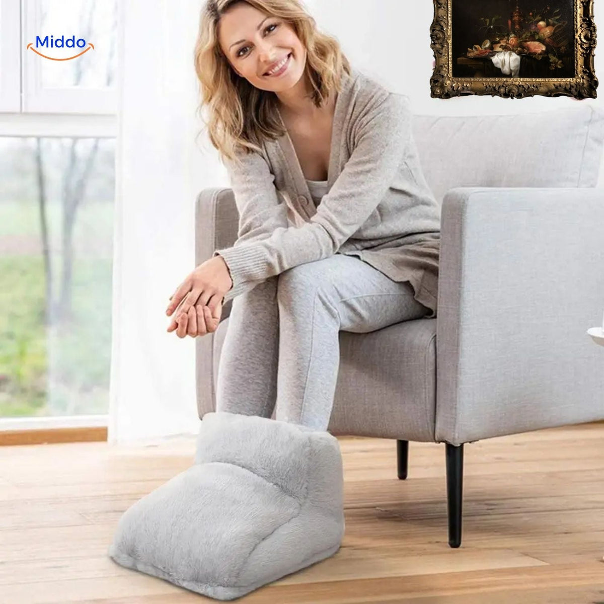 Heated Foot Warmer Slippers with USB Power – Soft Plush Cushion for Cold Feet, Home Office & Desk Use