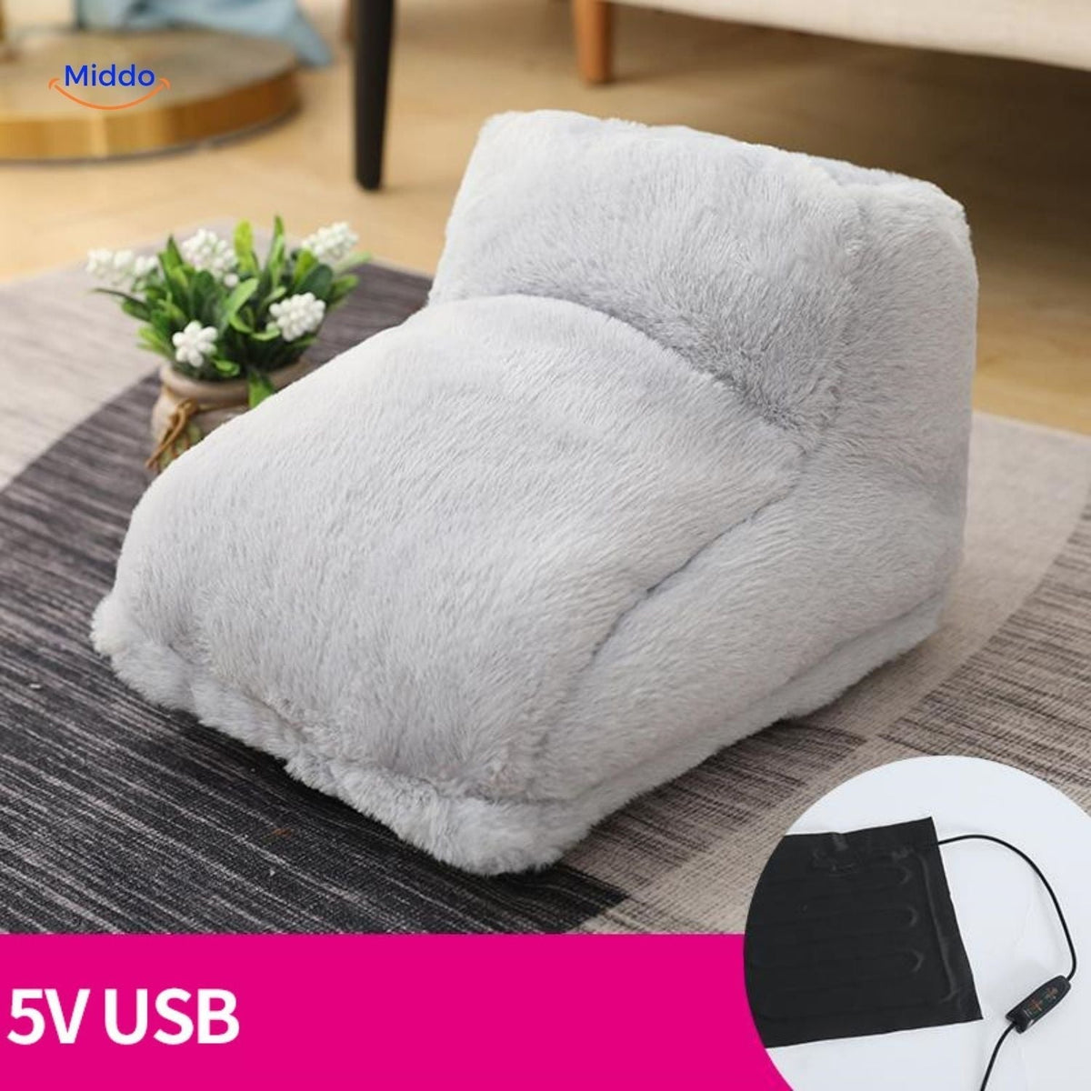 Heated Foot Warmer Slippers with USB Power – Soft Plush Cushion for Cold Feet, Home Office & Desk Use