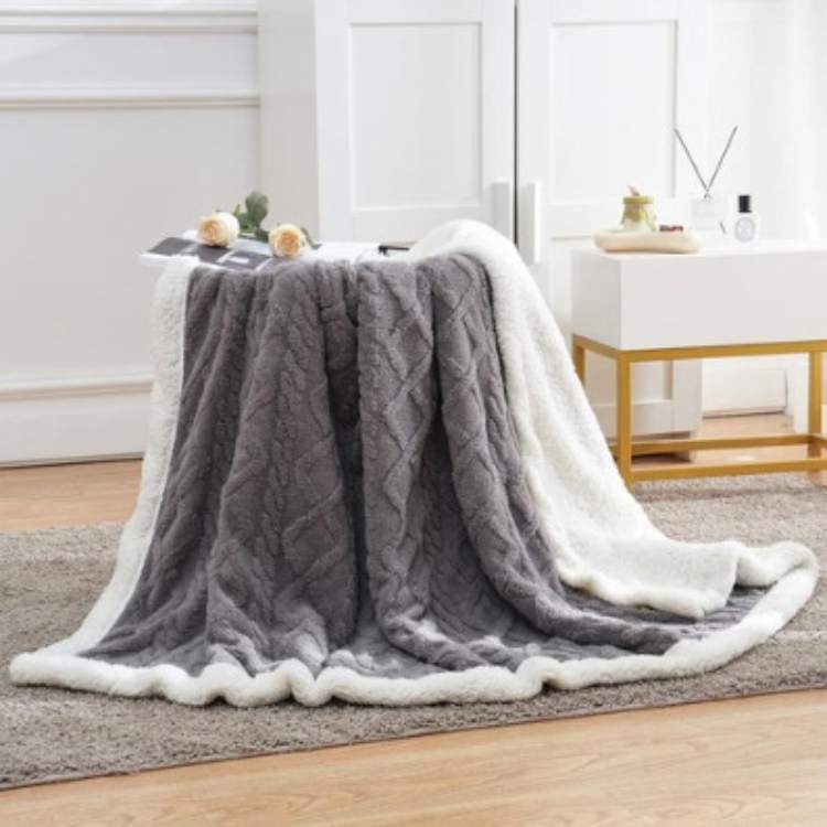 Plush Sherpa Weighted Throw with Glass Bead Fill – Cozy Quilted Lap Blanket for Beds, Couches, Reading, Lounging & Sleep – Machine Washable | Thomler