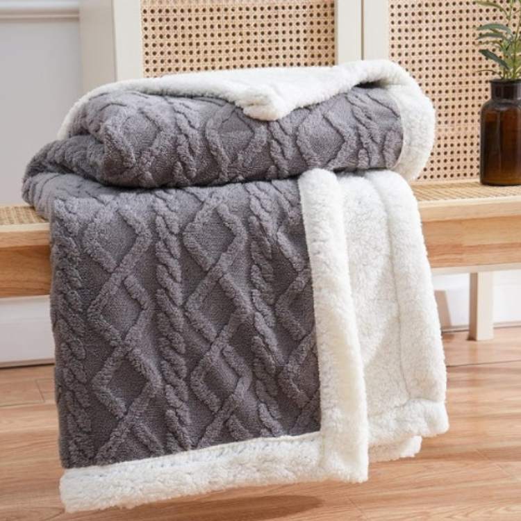 Plush Sherpa Weighted Throw with Glass Bead Fill – Cozy Quilted Lap Blanket for Beds, Couches, Reading, Lounging & Sleep – Machine Washable | Thomler