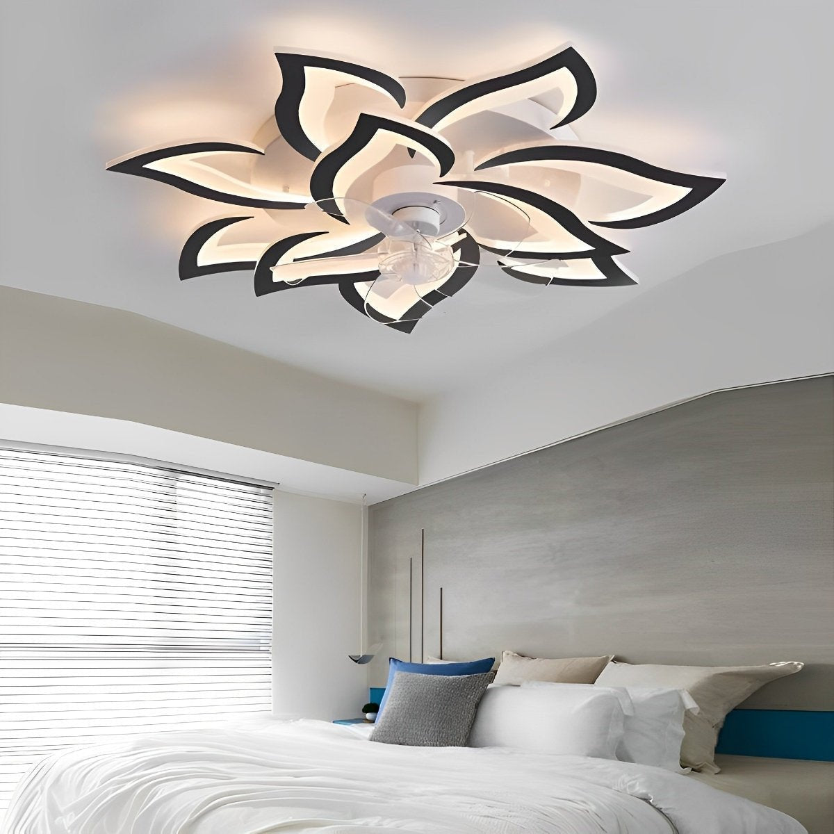 Remote Control Ceiling Fan with LED Light 35 in Flush Mount Low Profile Airflow & Adjustable Color Temperature for Bedroom Living Room Dinin | Thomler
