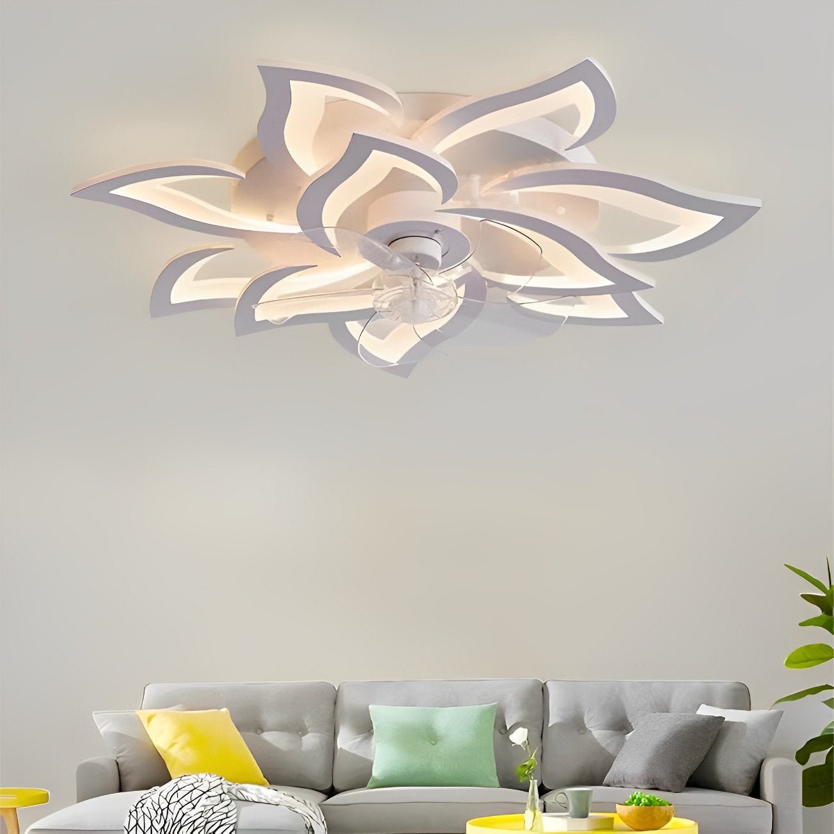 Remote Control Ceiling Fan with LED Light 35 in Flush Mount Low Profile Airflow & Adjustable Color Temperature for Bedroom Living Room Dinin | Thomler