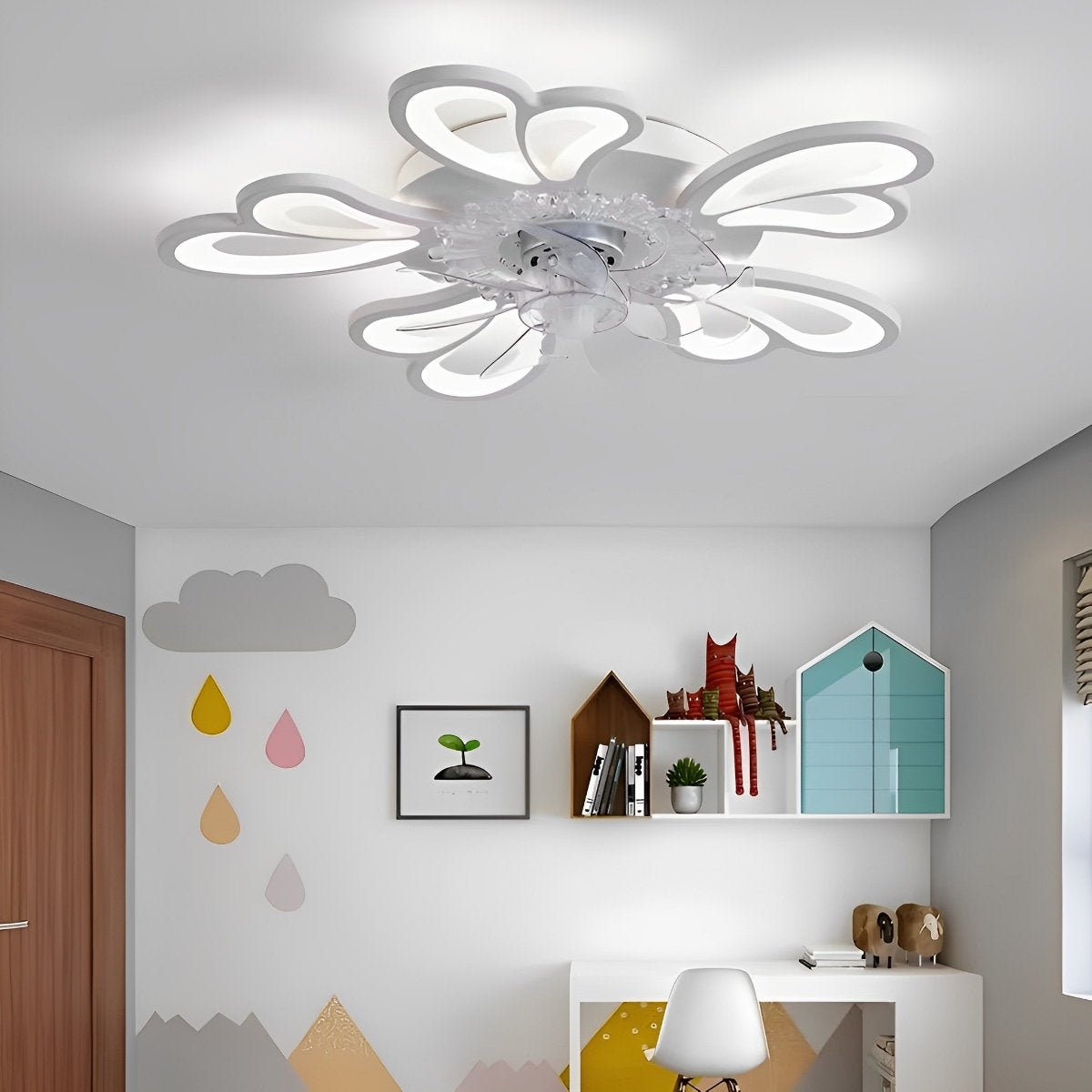 Remote Control Ceiling Fan with LED Light 35 in Flush Mount Low Profile Airflow & Adjustable Color Temperature for Bedroom Living Room Dinin | Thomler