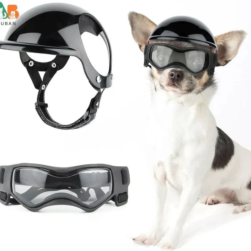Dog Helmet with Goggles for Eye Protection