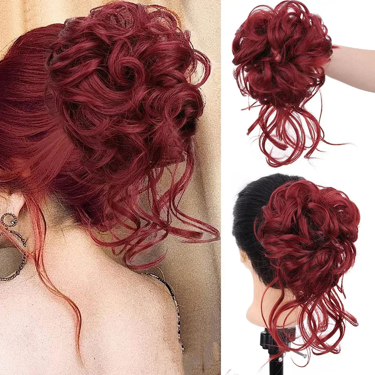 Synthetic Updo Hairpiece with Clip Attachment – Textured Volume for Thin or Fine Hair – Available in 18 Shades Including Blonde, Brown, Black, Gray
