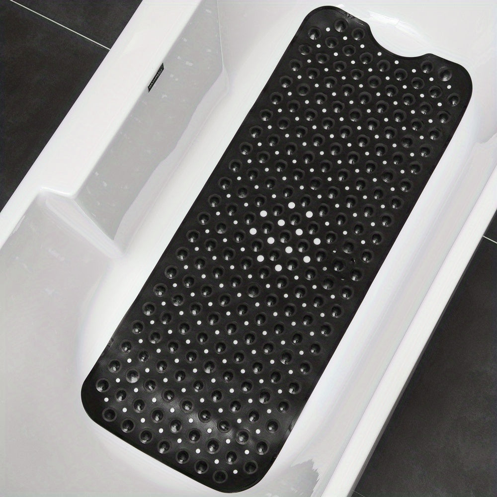 Anti-Rutsch-Duschmatte 40 × 16 Zoll Graue PVC-Badewanneneinlage mit Ablauflöchern und Saugnäpfen für nasse Oberflächen | Thomler