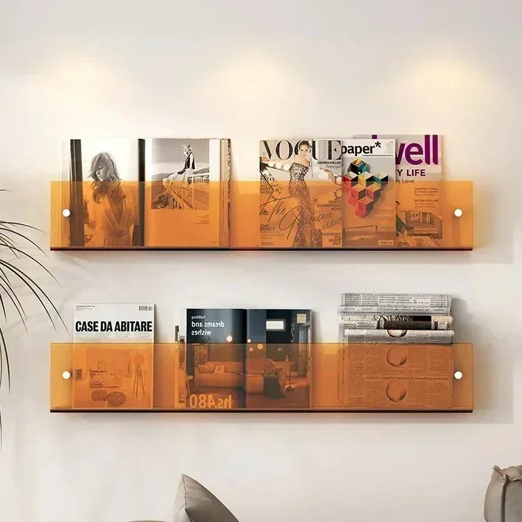 Vinyl Record Holder Wall Rack Magazine Organizer Shelf for Living Room Books Newspapers Home Office Storage Clear Acrylic Display Mount | Thomler