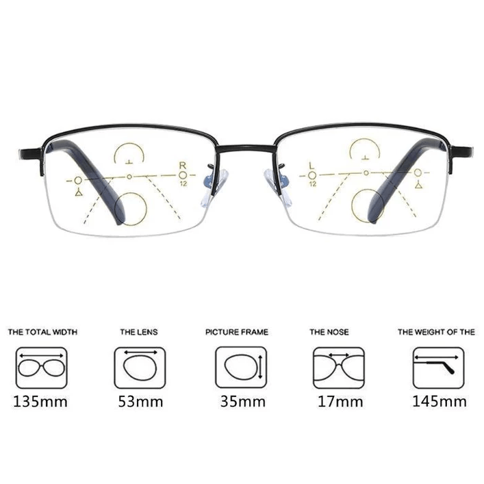 Titan-Mehrfokus-Lesebrille für Nah- und Fernsicht mit Blaulichtfilter