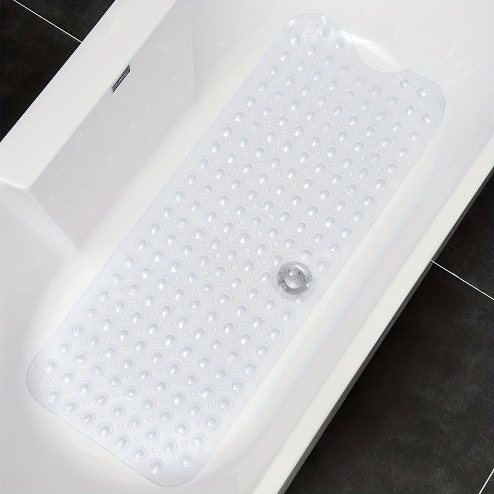 Anti-Rutsch-Duschmatte 40 × 16 Zoll Graue PVC-Badewanneneinlage mit Ablauflöchern und Saugnäpfen für nasse Oberflächen | Thomler
