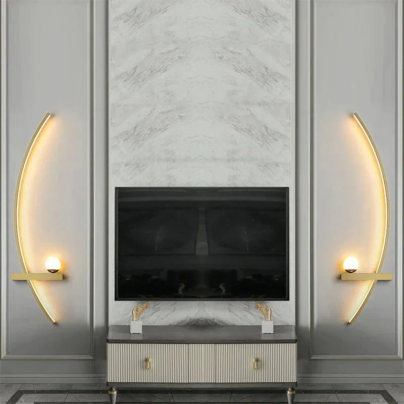 Gebogen LED-wandlamp aluminium boogverlichting voor slaapkamer hal woonkamer moderne accentverlichting wandarmatuur zwart goud afwerking wandmontage binnenverlichting | Thomler