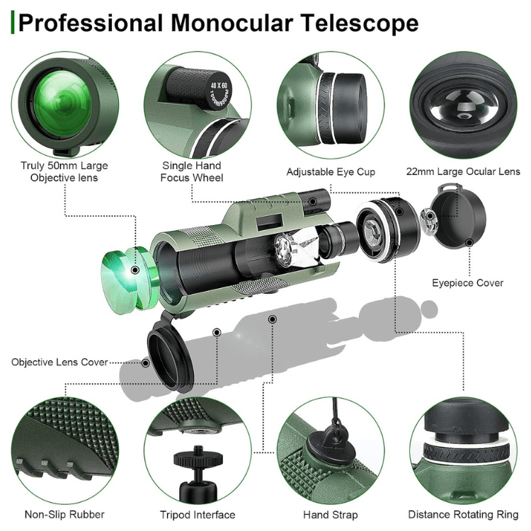 Pocket-Size 600× Magnification Monocular Telescope — Multi-Coated HD Optics for Wildlife Observation, Stadium Events & Nature Trails | Thomler