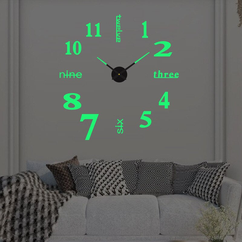 Large Decorative Wall Clock Oversized Metal Acrylic Silent Quartz Living Room Bedroom Office Modern Minimalist Statement Piece