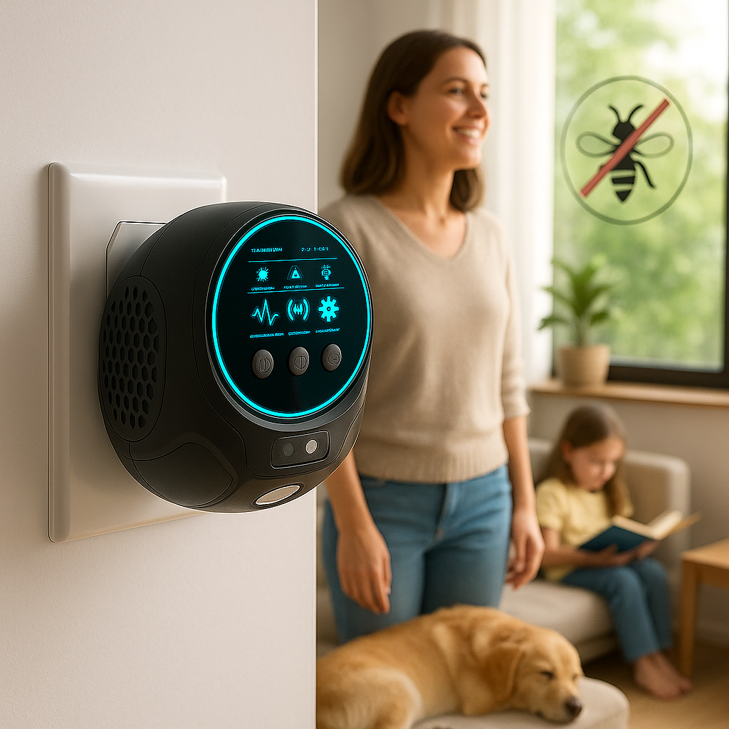 Ultrasonic Insect Repeller for Flying Pests | Plug-In Deterrent for Stinging Insects & Wood-Boring Bugs | Chemical-Free Home Defense