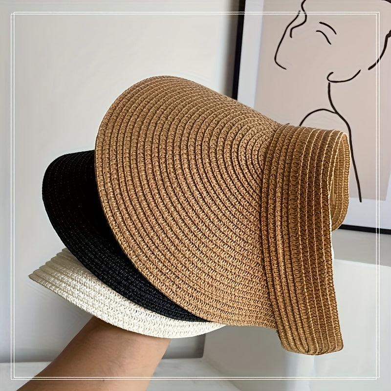Women's Sun Visor Hat with Wide Brim – Foldable UV Protection Cap for Beach, Travel & Outdoors