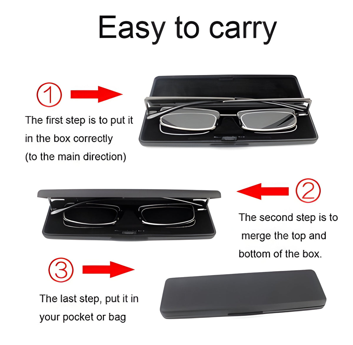 Compact Folding Reading Glasses with Slim Travel Case