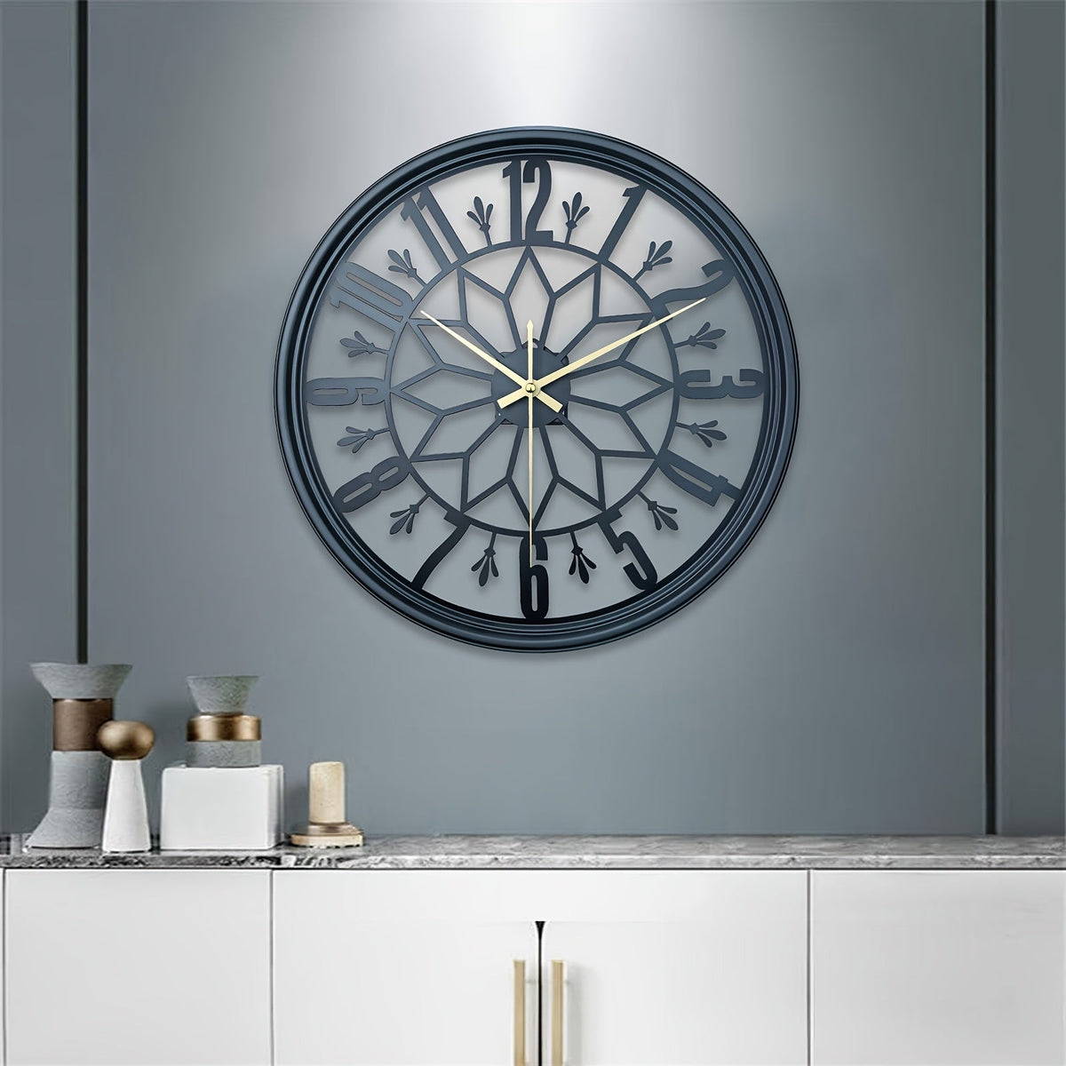 Retro metalen wandklok stil kwartsuurwerk industriële woon- en kantoordecoratie niet-tikkend geruisloos batterijgevoed vintage handgemaakte look woonkamer