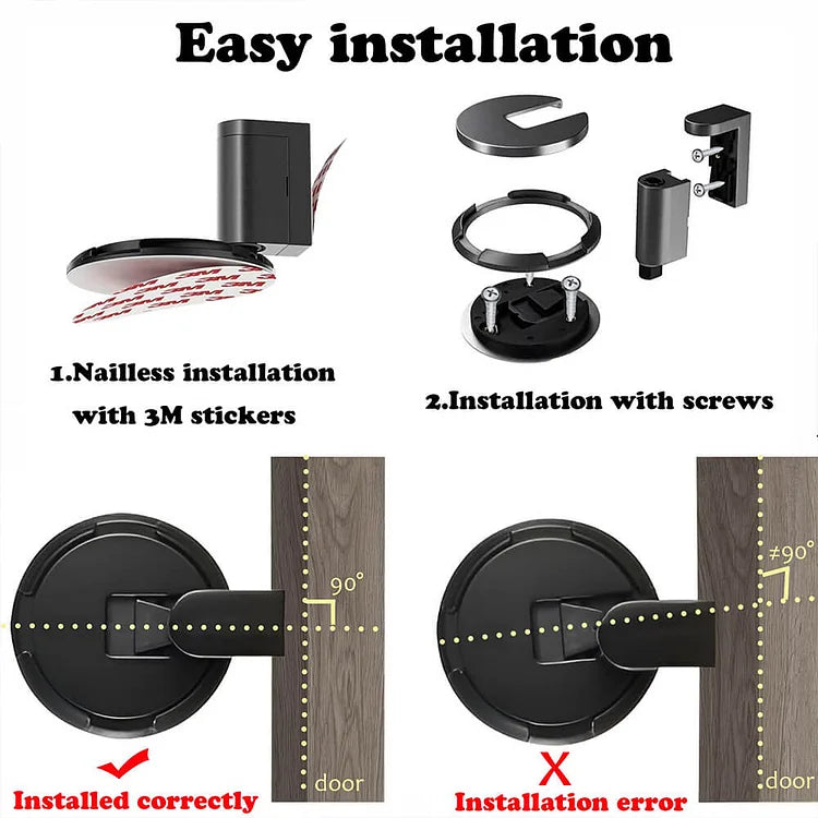 Floor-Mount Push-Lock Door Holder | Zinc Alloy Stopper for Living Room Office Bedroom Hallway | Non-Magnetic Release Mechanism | Thomler