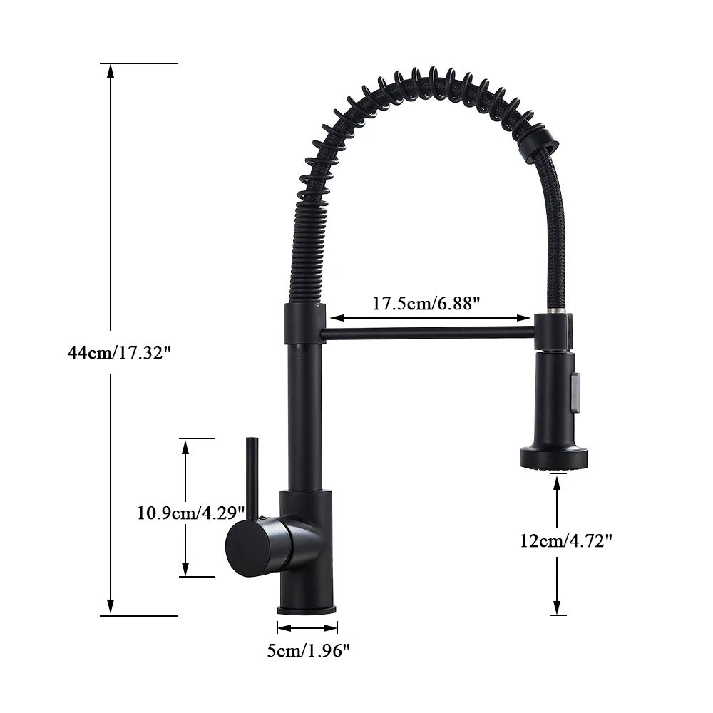 Brass Single-Hole Faucet with Rotating Spout & Detachable Spray Nozzle for Contemporary Kitchens & Dual-Basin Prep Areas | Thomler
