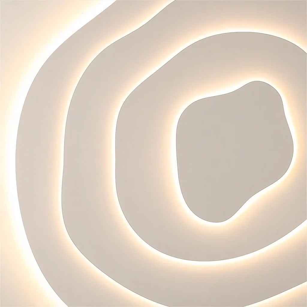 LED Flush Mount Ceiling Light 16-24 in White Acrylic Wave Design for Bedroom Living Room Hallway Dimmable Modern Lighting Fixture 110V | Thomler