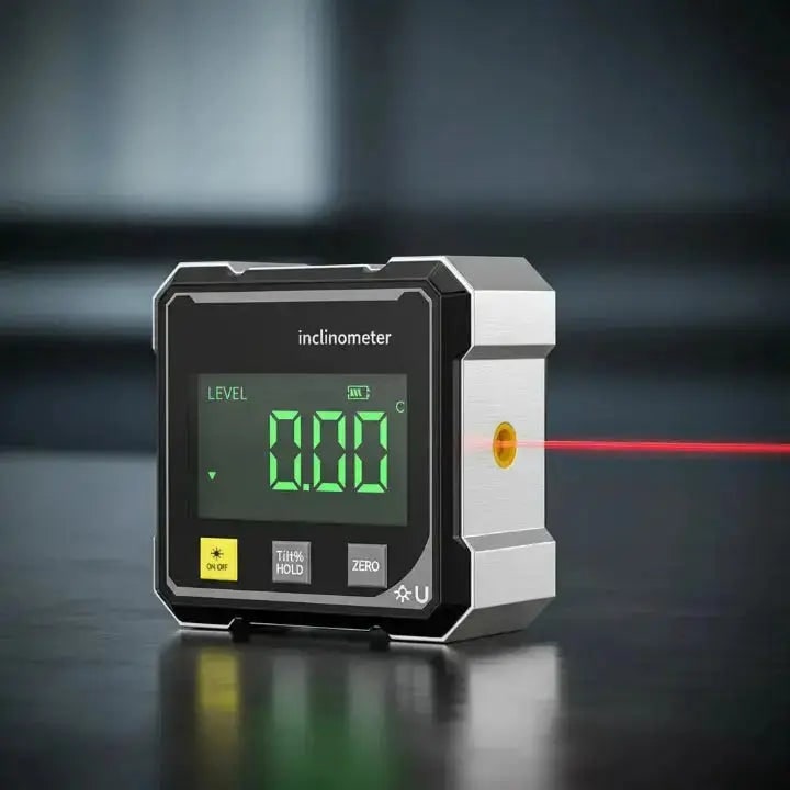 Inclinómetro digital profesional con línea láser y pantalla brillante para una medición precisa del ángulo
