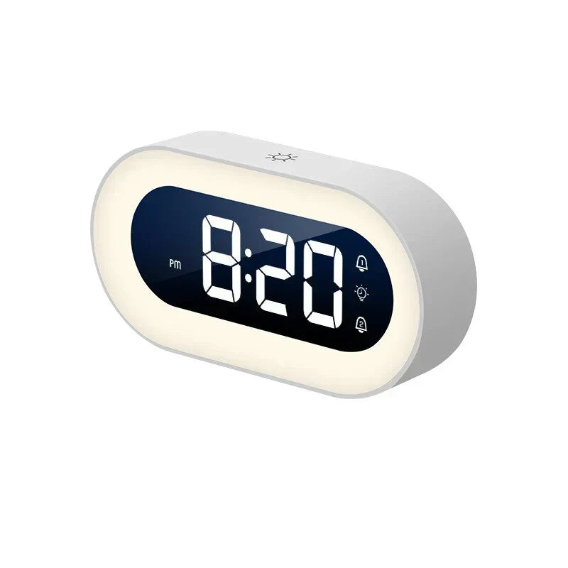 Digitale LED-Uhr, wiederaufladbar, USB-Wecker für den Nachttisch mit beruhigenden Klängen und verstellbarem Nachtlicht für Schlafzimmer, Reisen, Zuhause und Büro | Thomler