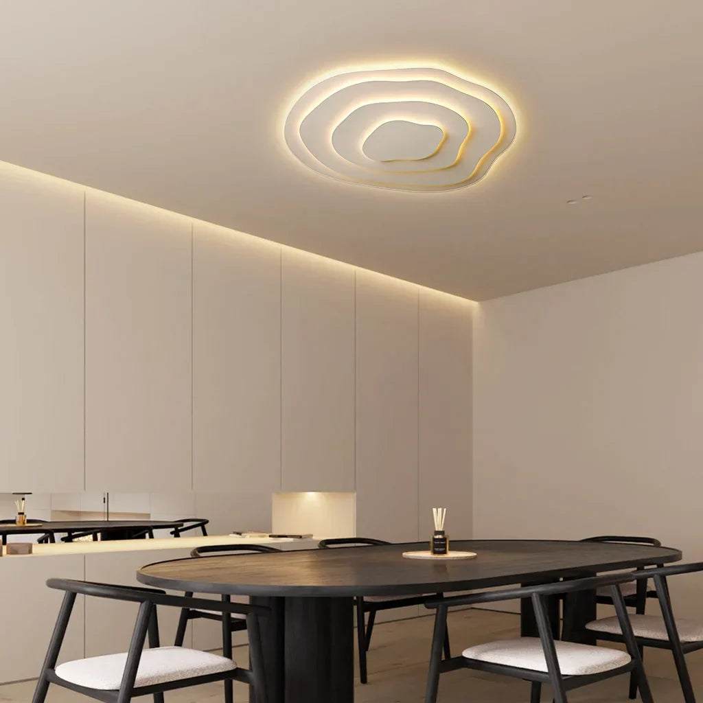 LED Flush Mount Ceiling Light 16-24 in White Acrylic Wave Design for Bedroom Living Room Hallway Dimmable Modern Lighting Fixture 110V | Thomler