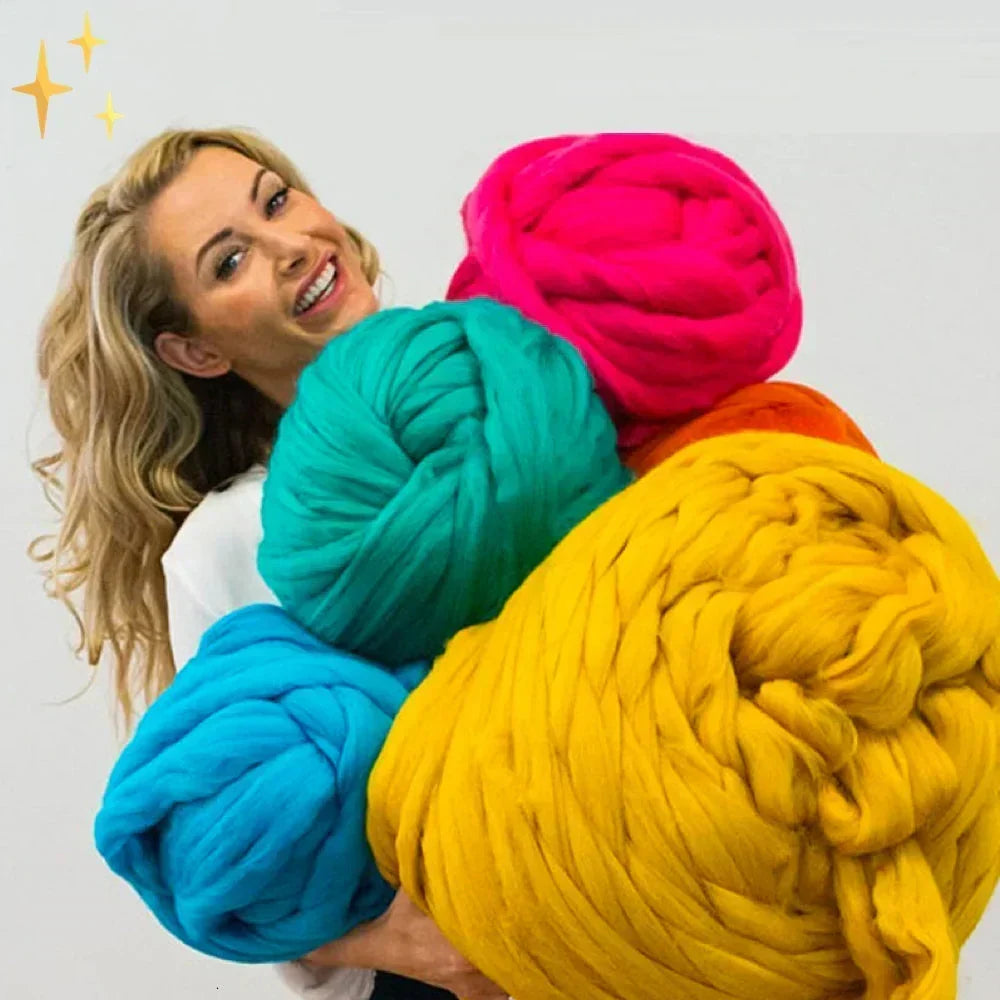 Dickes Armstrickgarn, 1 kg merinoartiger Wollstrick für Wohndecken, Kissen & Heimdekorationsprojekte