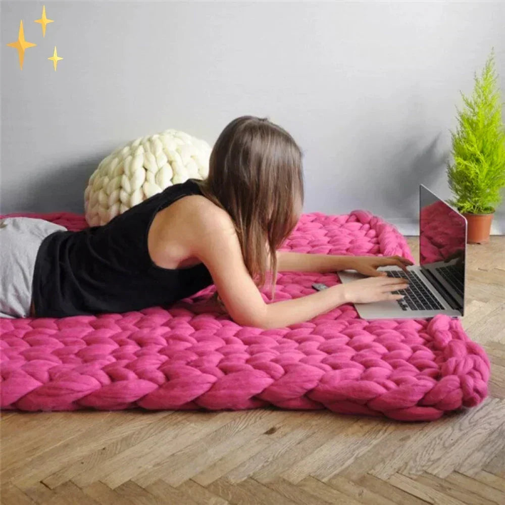 Dickes Armstrickgarn, 1 kg merinoartiger Wollstrick für Wohndecken, Kissen & Heimdekorationsprojekte