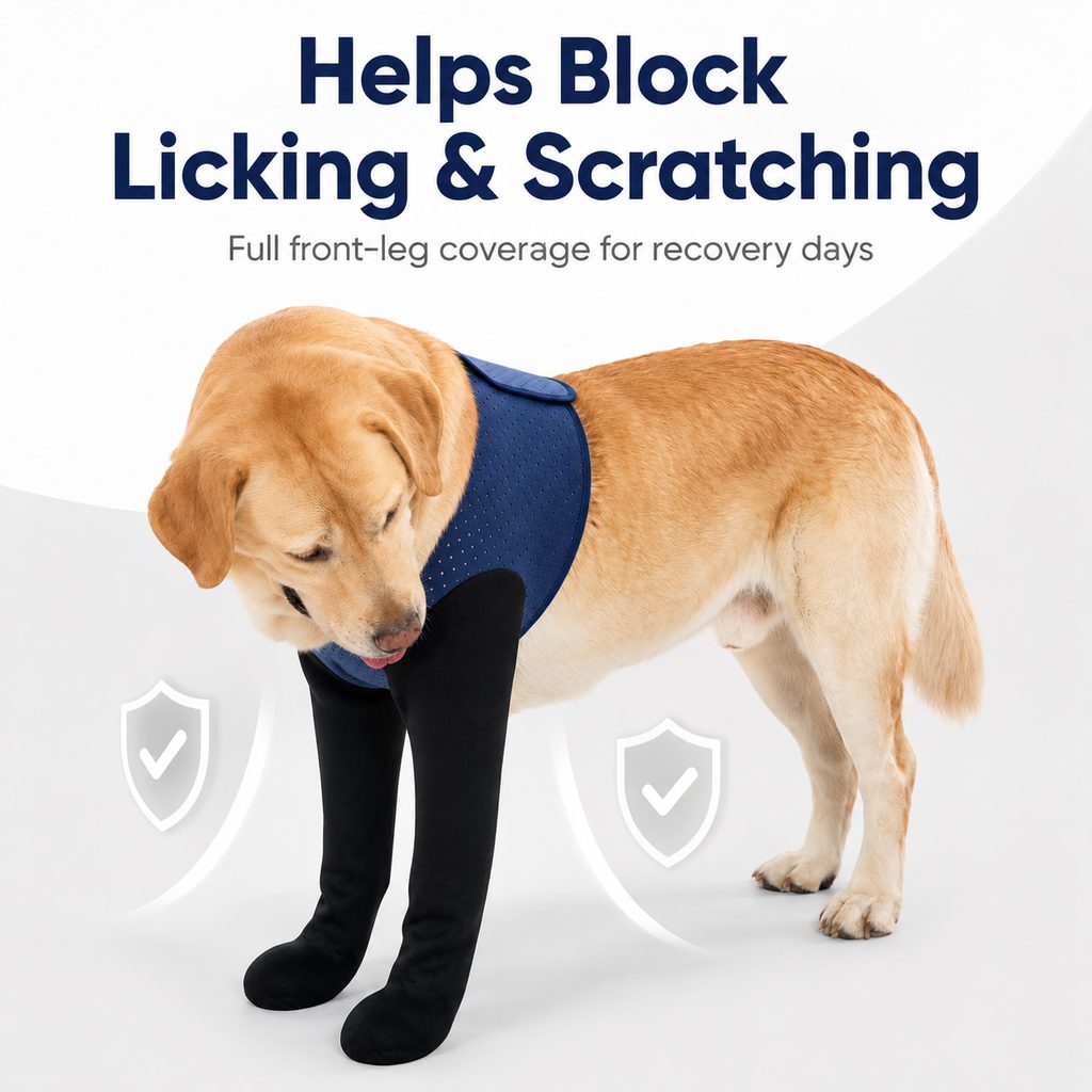 Fundas de recuperación para patas delanteras para perros: protección antilamido sin cono para postoperatorios, rascado y patas delanteras sensibles