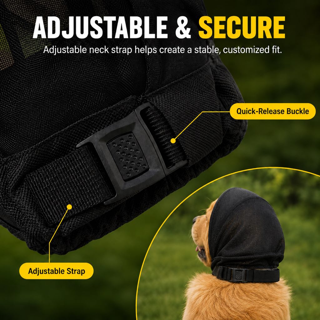 Breathable Anti-Scavenging Dog Muzzle for Walks – Mesh Hood Helps Block Food Scraps & Trash