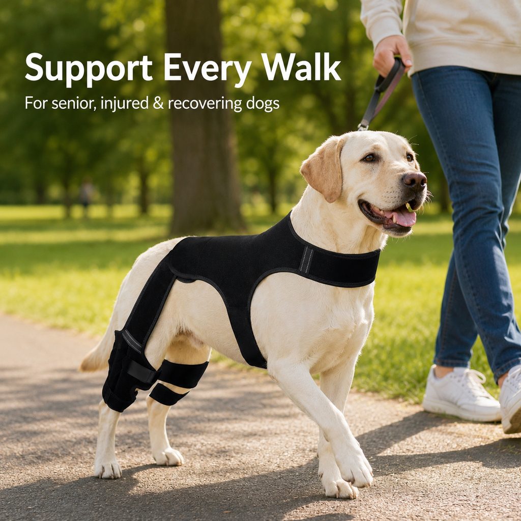 Soporte de apoyo para la pata trasera del perro: envoltura antideslizante para la estabilidad de las patas traseras para perros mayores, suelos de madera y paseos de recuperación
