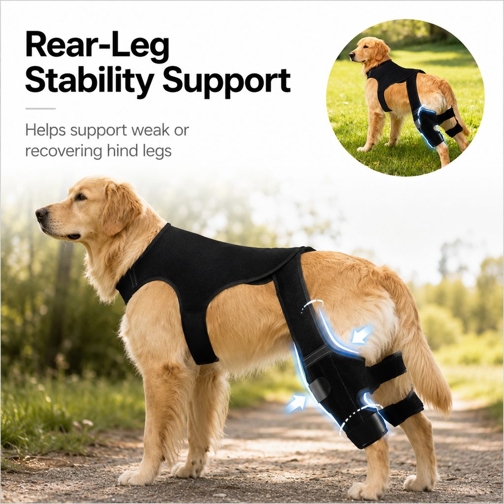 Soporte de apoyo para la pata trasera del perro: envoltura antideslizante para la estabilidad de las patas traseras para perros mayores, suelos de madera y paseos de recuperación
