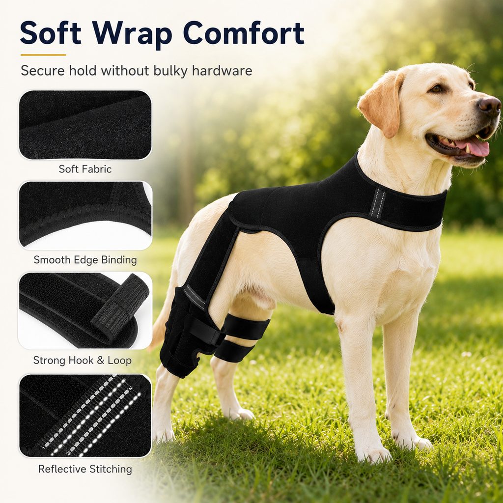 Soporte de apoyo para la pata trasera del perro: envoltura antideslizante para la estabilidad de las patas traseras para perros mayores, suelos de madera y paseos de recuperación