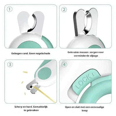 Verlichte nagelknipper voor huisdieren met ledlicht voor honden en katten, roestvrijstalen bladen, veilig trimmen thuis, instrument voor nagelverzorging van dieren, 10,4 cm | Thomler