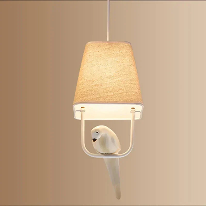 Sculptural Cloth Hanging Lamp with Bird Accents for Kitchen Table & Lounge – E27 Socket Ceiling Fixture in Sand Tone – Atmospheric Overhead | Thomler