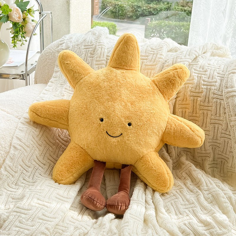 Plush Celestial Cushion Pillow with Adorable Sun or Moon Face for Couch Bed Kids Room Soft Huggable Throw Pillow Home Decor Comfort Gift | Thomler