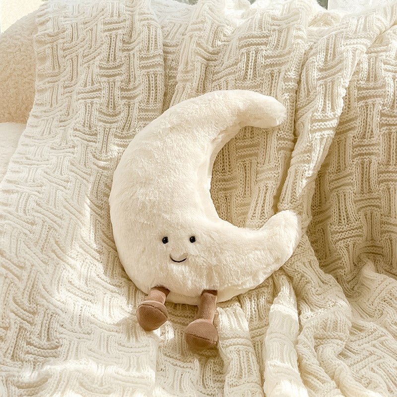 Plush Celestial Cushion Pillow with Adorable Sun or Moon Face for Couch Bed Kids Room Soft Huggable Throw Pillow Home Decor Comfort Gift | Thomler